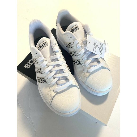 New Adidas Grand Court White Leopard Sneakers - Picture 8 of 11